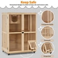 thumbnail image 5 of MCombo Luxury Wood Cat House with Scratching Post, Wooden Indoor Cat Enclosure with Wheels CT27 (35.43”x23.62”x48.43”), 5 of 7