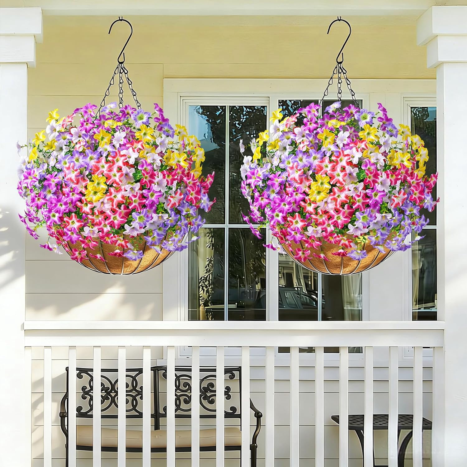 Yastouay 24 Bundles Artificial Petunias Flowers for Outdoors,UV Resistant Fake Flowers for Planters,Mixcolor Faux Petunias Silk Flowers for Proch Garden Yard Decor