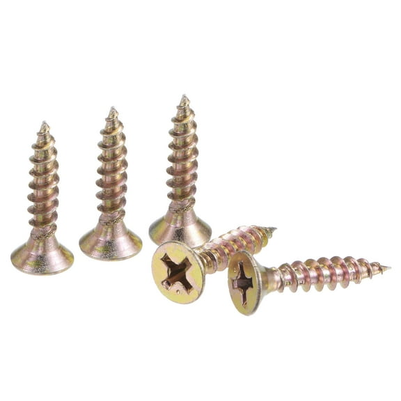 Uxcell M4 x 20mm Phillips Flat Head Carbon Steel Color Zinc Plated Wood Screws 100 Pack