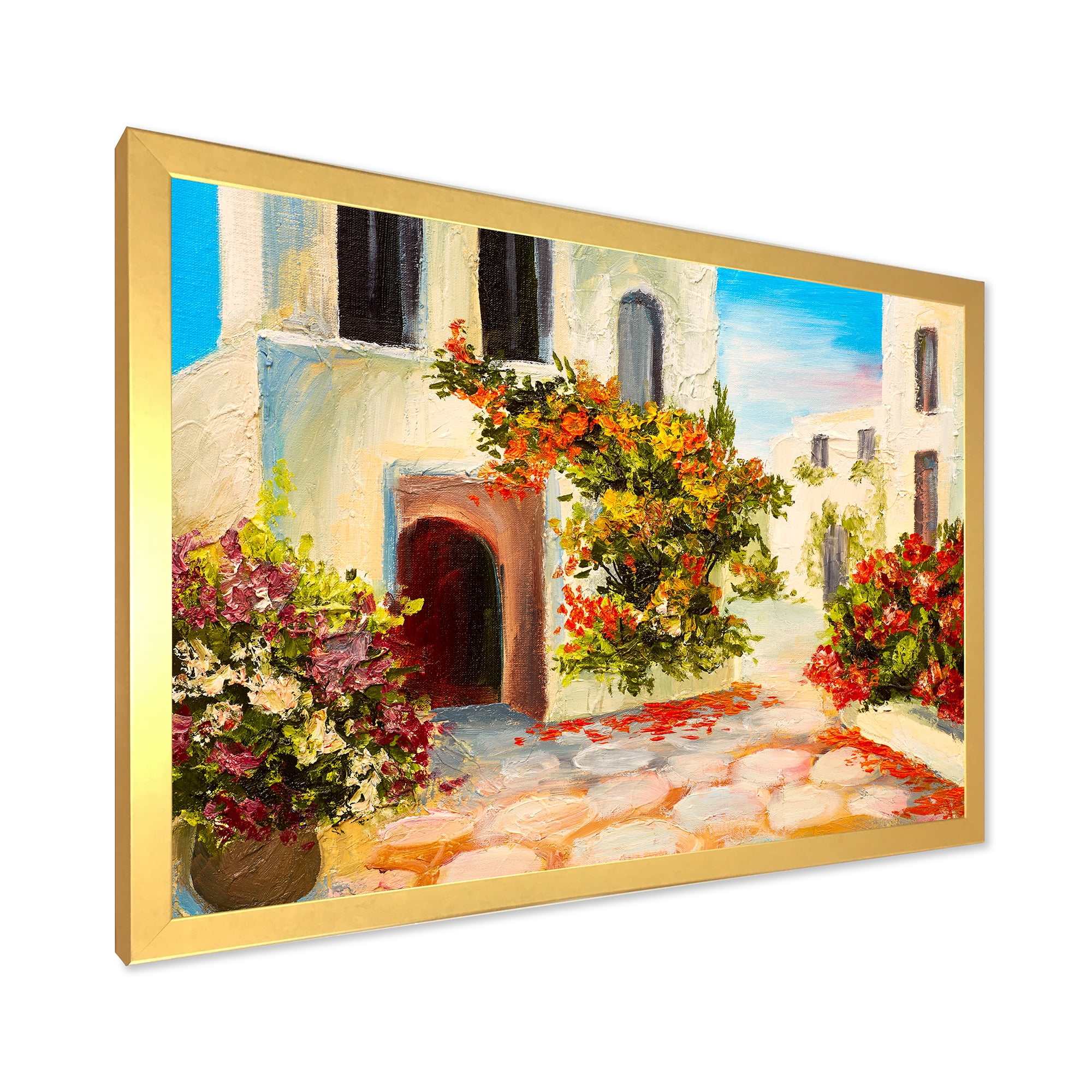 Designart 'The Mountain With Flowers With Little House I' Nautical & Coastal Framed Art Print