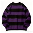 thumbnail image 4 of Men's Fall Winter Crewneck Striped Knit Pullover Sweater, Loose Fit Color Block Knit Long Sleeve Casual Top for Daily Wear , M, 4 of 6