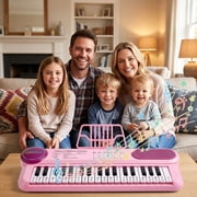Baby Piano Toys for Kids, 37 Keys Electronic Keyboard with Microphone, Portable Piano for Toddlers, Educational Keyboard Musical Instrument Toys for Girls Boys, Pink