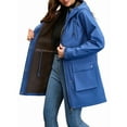 thumbnail image 3 of Women Waterproof Softshell Jackets Warm Fleece Lined Coats with Hood Long Rain Jacket Navy Blue L, 3 of 9