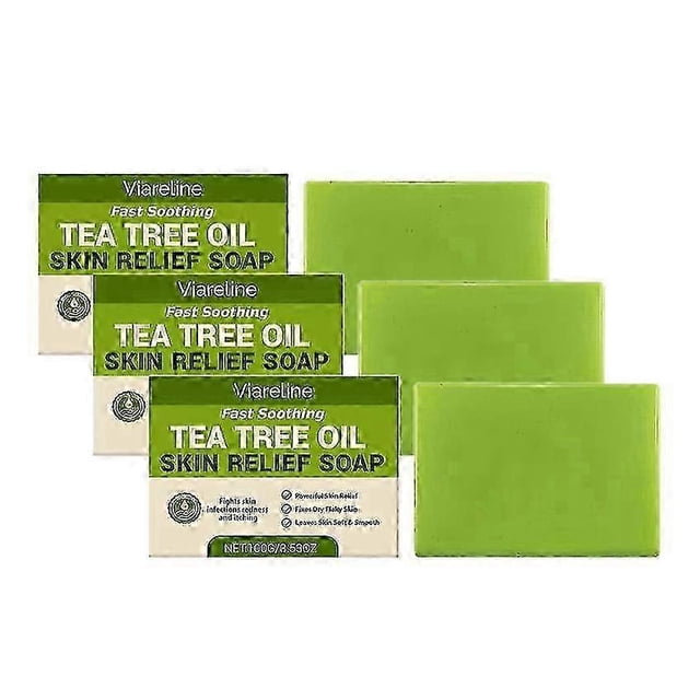 3x Tea Tree Soap Antifungal Antibacterial Treatment for Face & Body Acne, Athlete's Foot, Tinea,Folliculitis Ringworm Jock Itch