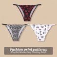 thumbnail image 3 of Bragas sin costuras para mujer, ropa interior Sexy de tiro bajo, Bikini de leopardo y mariposas, lencería suave de seda de hielo, 3 unidades por Set, 3 of 5