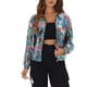 thumbnail image 1 of Chaqueta Brillante de Mujer Inspire Chic de Manga Larga Ligera con Cremallera y Capucha, Chaqueta Metálica S Multicolor-Cuadrado, 1 of 6