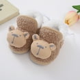 thumbnail image 2 of Dakaela Toddler Slippers Cute Animal Slip on House Shoes for Girls Boys Winter Warm Socks Newborn Crib Walking Shoes Khaki, 2 of 9