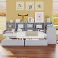 thumbnail image 4 of Euroco Wood Full Size Daybed with Storage Cabinets and Drawers, Desk and Shelves, Gray, 4 of 7