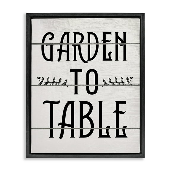 Stupell Industries Garden To Table Typography Painting Black Floater Framed Canvas Art Print Wall Art, 17 x 21