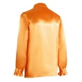 thumbnail image 3 of Men's Vintage Dress Shirt Solid Long Sleeve Satin Silk Ruffle Chest Stand Collar Button Down Retro 90S Party Blouse Top Orange M, 3 of 6