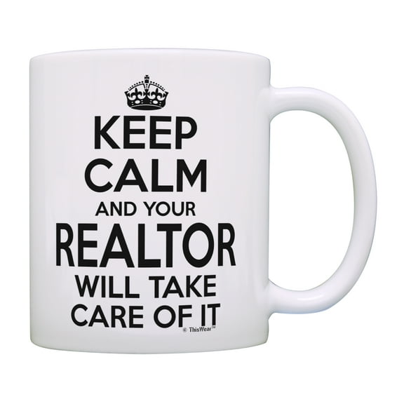 ThisWear Realtor Gifts for Women Keep Calm Realtor Mug Realty Gifts Coffee Mug