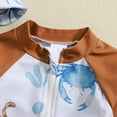 thumbnail image 6 of LIIPEE Boys Swimwear Summer New Fashion Long Sleeve Ocean Animal Printed Round Neck Zipper Romper Swimsuit With Cap Toddler Versatile Vacation Beachwear,Brown,12-18 Months, 6 of 8