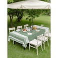 thumbnail image 4 of Outdoor Tablecloth with Umbrella Hole for Patio/Picnic/Party/Camping, Vintage Green Striped Waterproof Table Cloth Rectangle Table Cover Washable, Farmhouse Modern Stripes Boho Texture (60"x 102"), 4 of 9