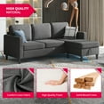 thumbnail image 4 of MUZZ Small Space Sectional Sofa – L-Shaped with Storage Ottoman & Movable Modules, Dark Grey Linen Living Room Couch, 4 of 7