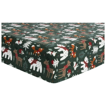 UPC: 0846216065101 | Trend Lab Festive Forest Flannel Fitted Crib Sheet. Sheet is 100% Cotton in Colors of Blue  Orange  Green and Gray and is Fully Elasticized with 10- Inch Deep Pockets. Fits a Standard Crib Mattress.