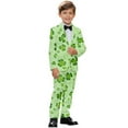 thumbnail image 2 of Xoenoiee Green Shamrock Heart Love Print Boys Formal Suit Set Kids 2 Piece Suit Jacket Pants Set St. Patrick's Day Wedding Tuxedo Suits Outfits Dresswear, Size 13-14 Years, 2 of 7