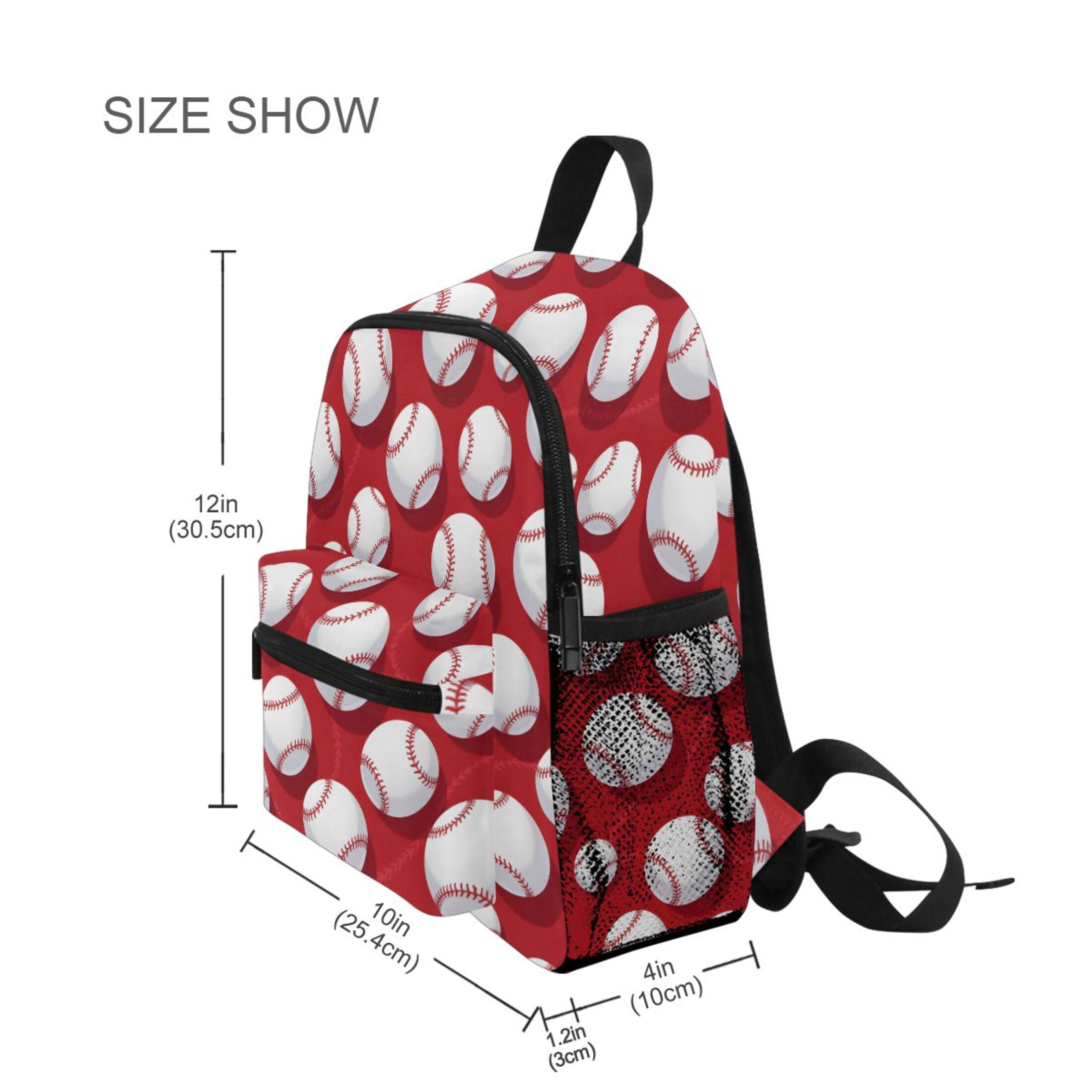 Baseball Exercise Red Pattern Mini Backpack Cute Small Backpack with Chest Strap and Whistle Ages 3-8