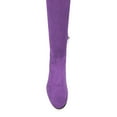 thumbnail image 4 of YDN Women Classic Round Close Toe Suede Side Zipper Knee High Boots Chunky Low Heel Stretchy Over The Knee Boots Shoes Size 11 Purple, 4 of 4