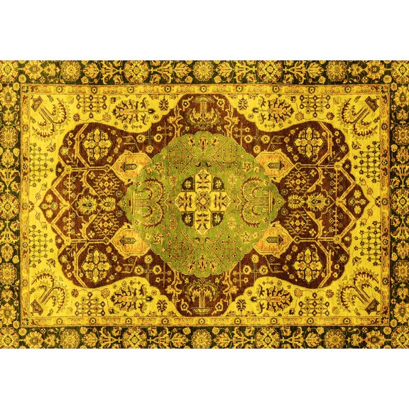Ahgly Company Indoor Rectangle Persian Yellow Traditional Area Rugs, 8' x 12'