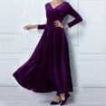 thumbnail image 5 of Zshosam Women’s Pleated Handkerchief Hem Dress with Long Sleeves(Purple,S), 5 of 7