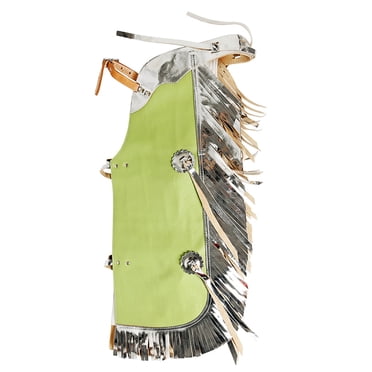 Hilason Pro Rodeo Bull Riding Chaps Leather Youth Green