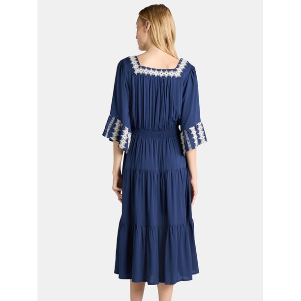 ladies tiered dress The Pioneer Woman with Embroidered Trim, Sizes S-3X, Women's S24 Dresses