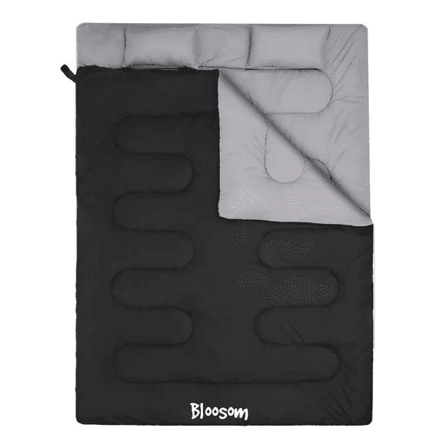 Saco De Dormir Para Acampar Bloosom Para 2 Personas Con 2 Almohadas Negro