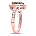 thumbnail image 3 of Diamond Princess 14kt Rose Gold Womens Round Brown Diamond Teardrop Cluster Ring 1 Cttw, 3 of 4