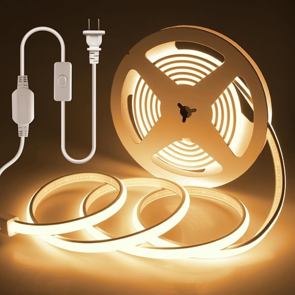 COB LED Strip Lights 110V 120V, 3000K/6000K Super Bright, CRI90 , IP67 Waterproof, 5/10/787.4inch, for Indoor Outdoor Home Commercial Lighting