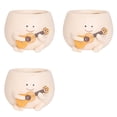 thumbnail image 1 of 3X Maceta con Cara Sonriente y Orificio de Drenaje, Resina para Cuerdas de Plantas, Macetas Suculentas de Guitarra Únicas para Interiores, 1 of 5