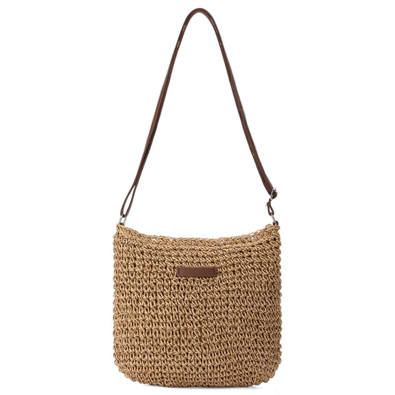 LOUEBICA Straw Beach Bag for Women Small Woven Crossbody Bag Summer Mesh Hollow Beachy Purse Shoulder Bag for Vacation
