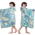 thumbnail image 4 of Blue Paisley and Floral Pattern Hooded Bath Towel，50"x30" for Ages 3 To 12 Kids, Quick Dry Lightweight Soft Microfiber Hood Beach Towel Cover Up for Kids, 4 of 7