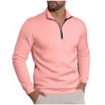thumbnail image 2 of RRMuAzgs Men's Quarter Zip Up Pullover Long Sleeve Casual Sweatshirt Lightweight Stand Up Collar Solid Color Sweaters, 2 of 6