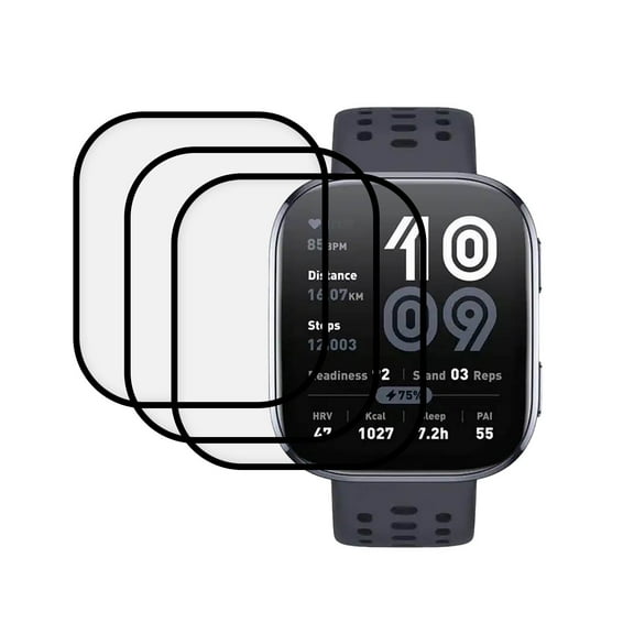 KIQ 3 Pack Regular Tempered Glass Screen Protector for Huami Amazfit Bip 6