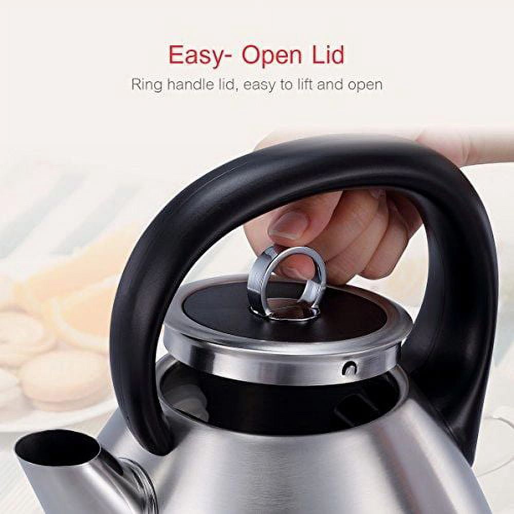Avan-Pacific Stainless Steel 360°Cordless Electric Kettle 1.7L 1500W Auto Shut-Off, Boil Dry Protection ETL/FDA Approval (Red)