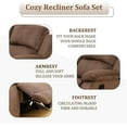 thumbnail image 5 of Manual Recliner Sectional Sofa Set, Fabric L-Shaped Living Room Furniture Sets, Reclining Sectional Corner Couch and 2 Reclining Chairs Set for Home Office (Brown, Sectional + 2 Chairs), 5 of 5