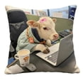 thumbnail image 2 of Funny Office Humor Pillow Cover 18x18, “Office Livestock” Cow & Horse Suit Print, Soft Washable Cushion Cover with Hidden Zipper for Desk Chair, Cubicle or Work From Home Gift, 2 of 6