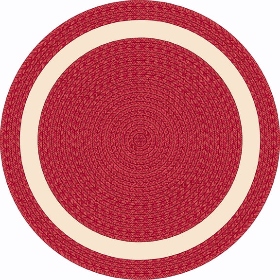 Joy Carpets Kid Essentials Sharing Circle 54" Round Indoor Area Rug in Color Red