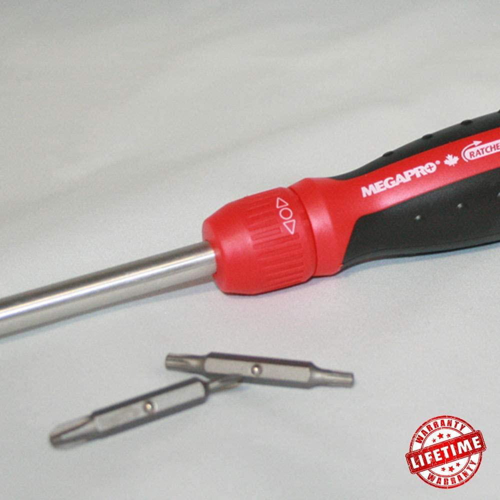 Megapro Marketing USA NC 211R2C36RD Ratcheting Screwdriver,Red Red 