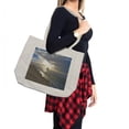 thumbnail image 2 of Nautical Shopping Bag, Sailing Ship Close to Sandy Beach in Moody Sunset Paradise Tropical Theme, Eco-Friendly Reusable Bag for Groceries Beach and More, 15.5" X 14.5", Cream, by Ambesonne, 2 of 2