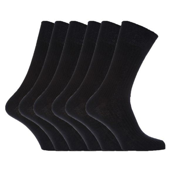 Mens 100% Cotton Non Elastic Top Gentle Grip Socks (Pack Of 6)