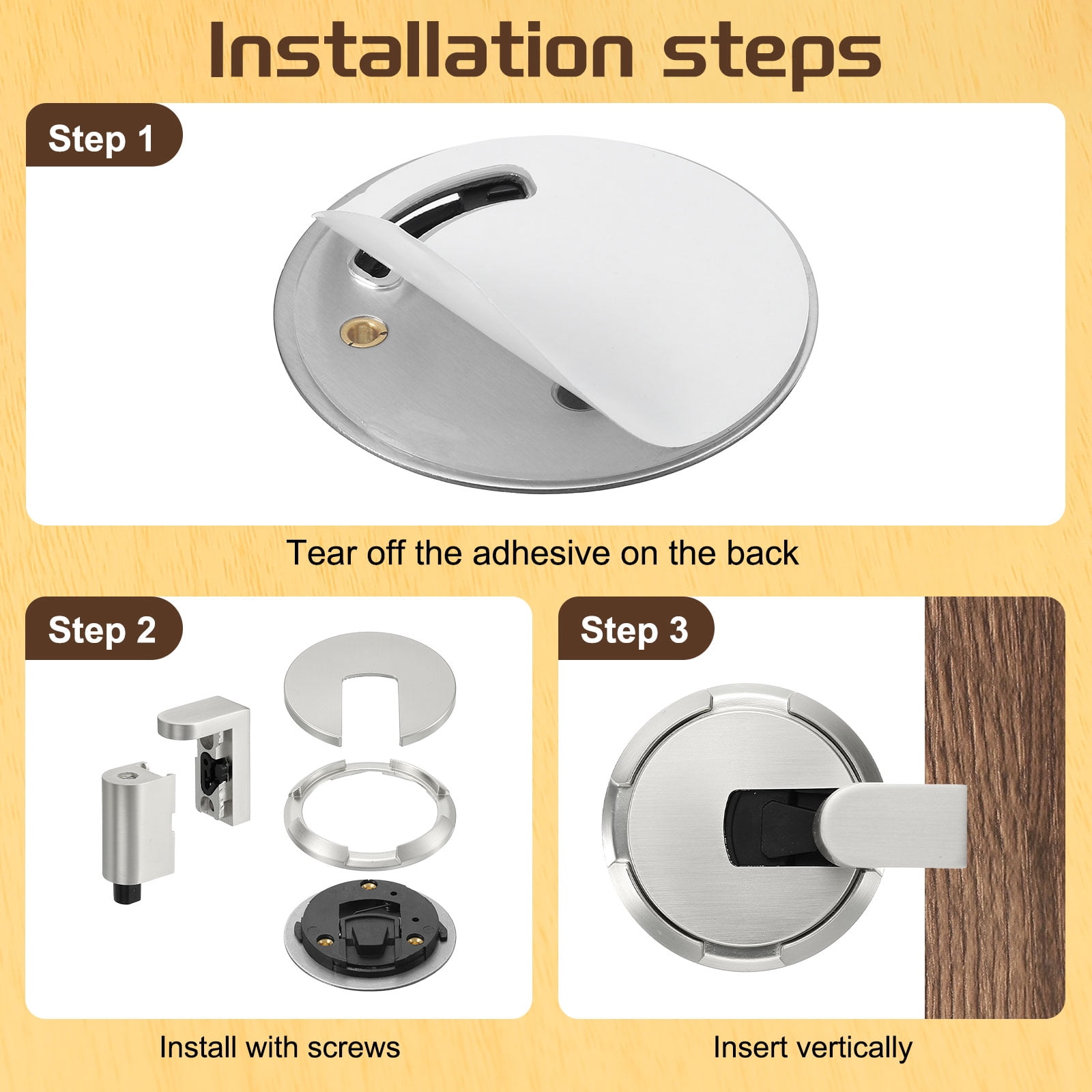 4Pcs Magnetic Door Stopper, Silent Magnetic Floor Door Stop with Adhesive, Brushed