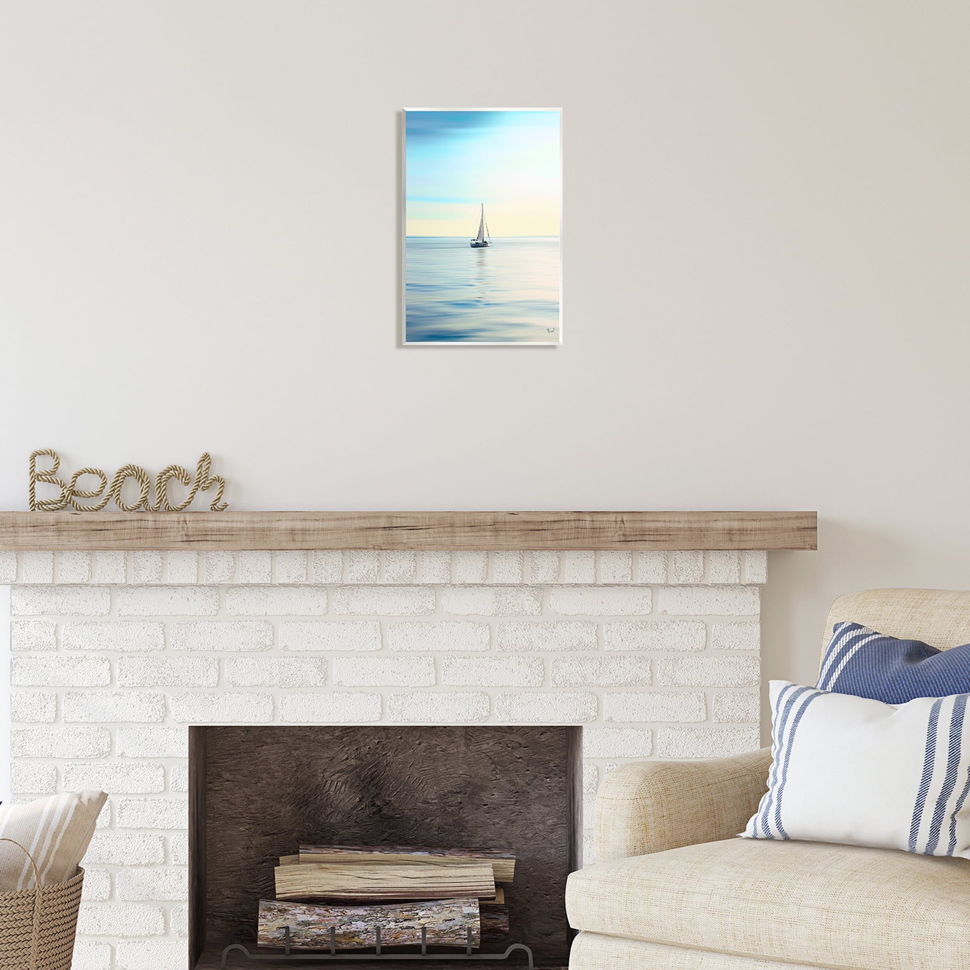 Stupell Industries Blue Sunlit Sailboat Transportation Painting Unframed Art Print Wall Art, 10 x 15