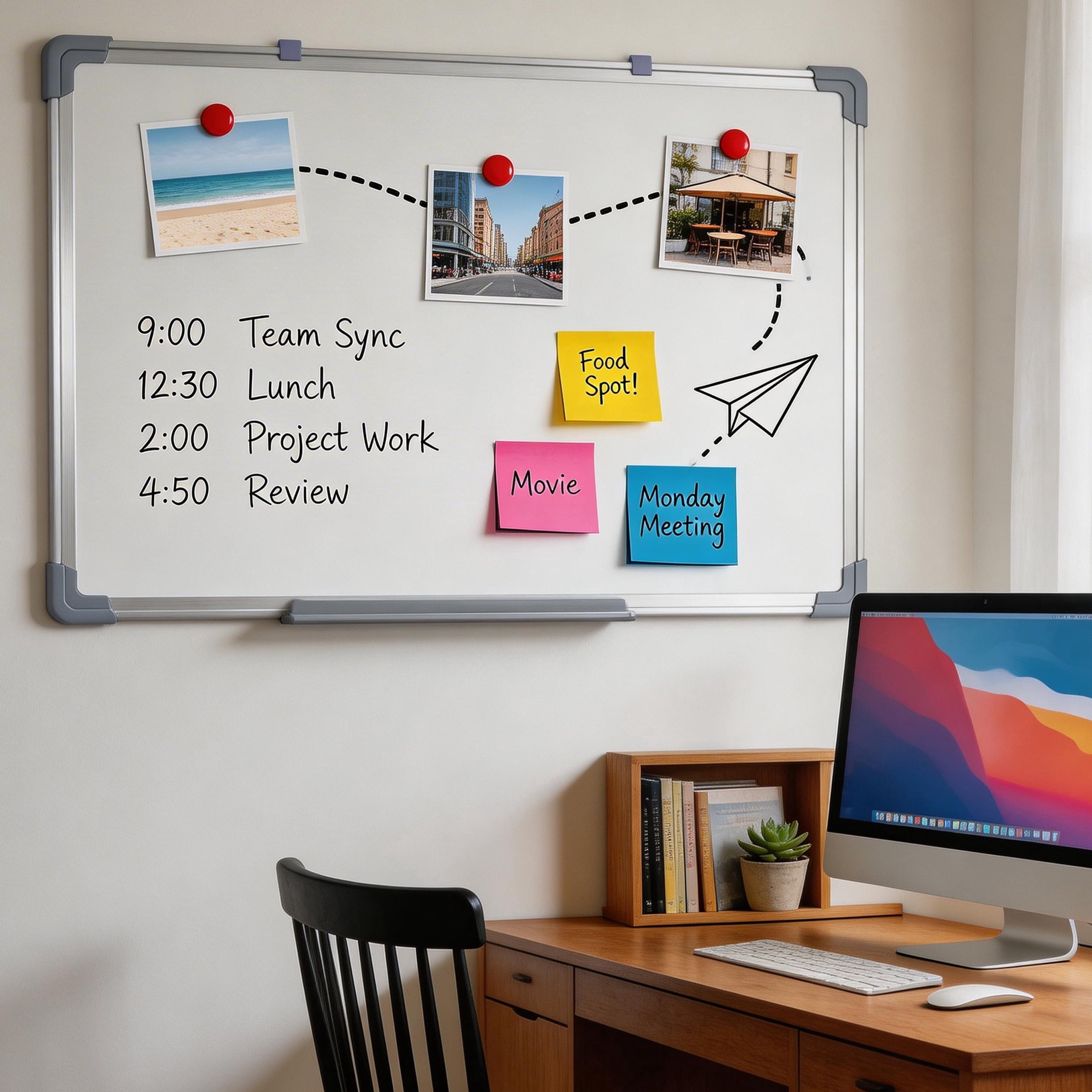 GARITIN Magnetic Dry Erase Whiteboard & Chalkboard, 36" x 24" Double Sided Wall Mounted Board with Markers & Eraser for Home Office School Kitchen