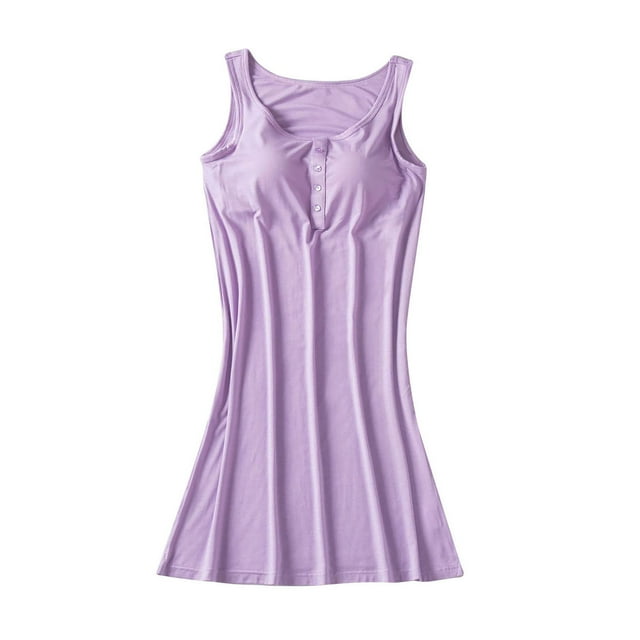 yillto Nuisette pour Femme avec Soutien-Gorge Douce et Confortable Tenue de Détente Vêtements de Nuit Nuisettes Pyjama Sans Manches Robe de Nuit