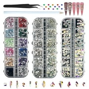 MENKEY Nail Gems, 5500PCS Rhinestones for Nails Colorful Nail Rhinestones Kit with Rhinestone Picker and Tweezers