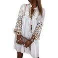thumbnail image 3 of ORQ Women 3/4 Sleeve O-Neck Lace Fashion Patchwork Dress, 3 of 6