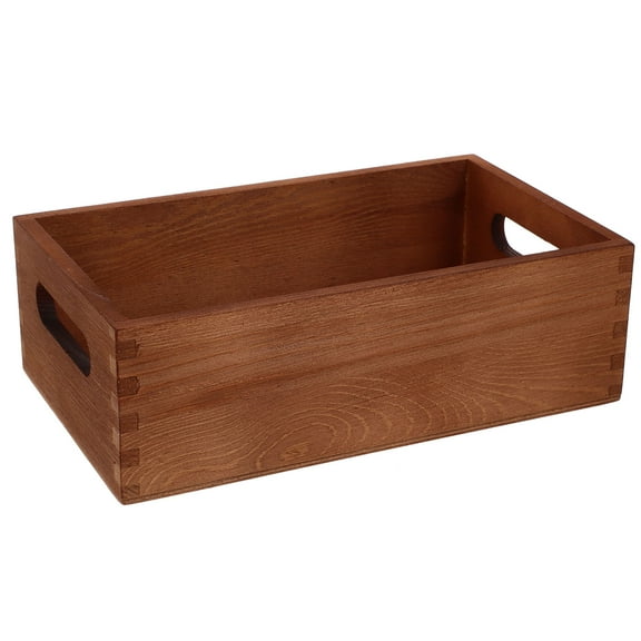 HOOWIFFY Coffee Color Wood Storage Bin, Organizer for Home, Office, Small Items, Sundries, and Clutter Management