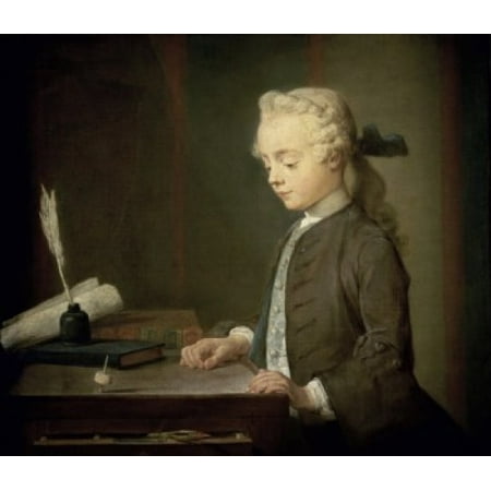 The Boy with a Spinning Top  (LEnfant au toton)  Jean-Sim on Chardin(1699-1779French)  Musee du Louvre Paris Stretched Canvas - Jean Simeon Chardin (18 x