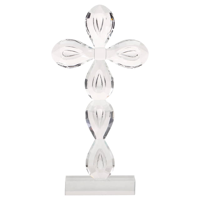 Cruz de cristal para mesa, adorno de cruz, artesanía, figura de cruz, decoración de mesa con cruz